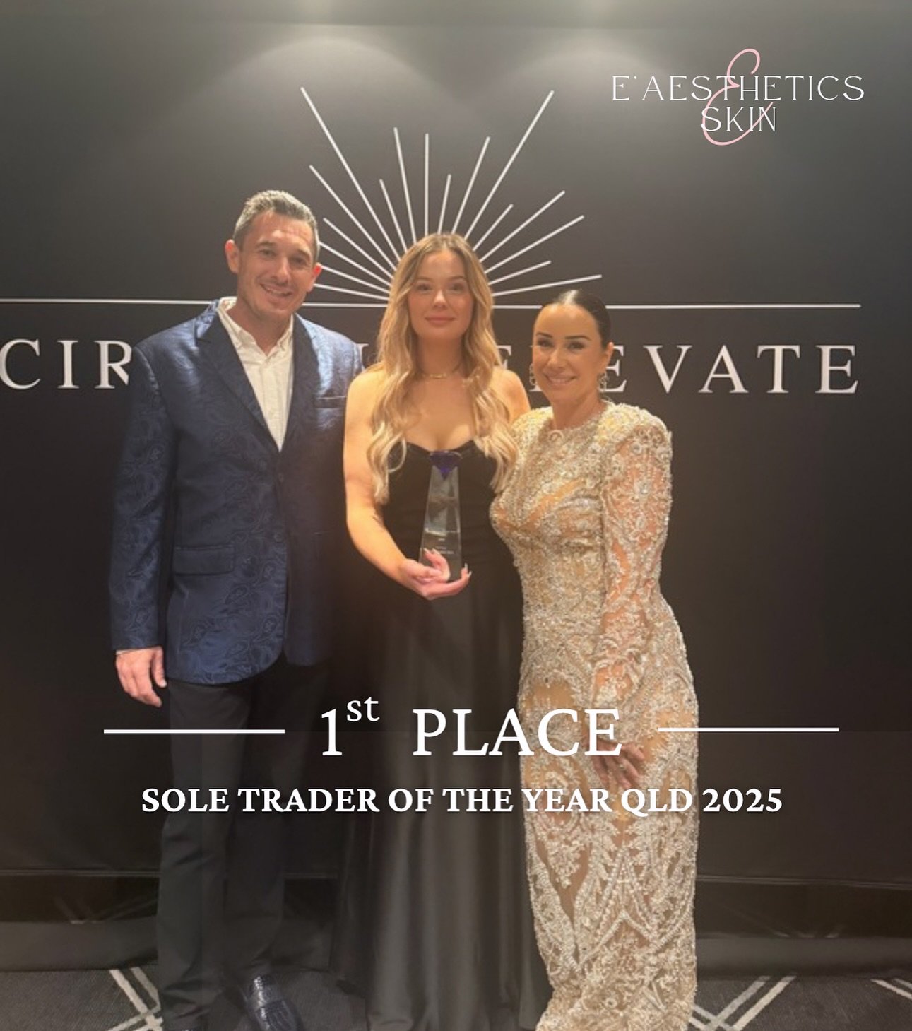 Eliza McArlein with her 1st Place Sole Trader of the Year award